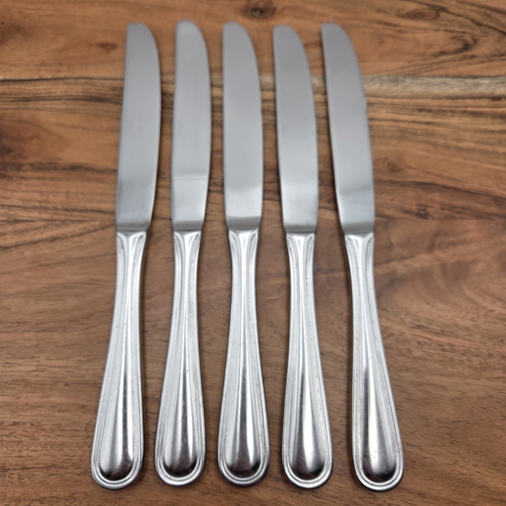 Set Of 5 Wallace Rockport Dinner Knives 18/10 Stainless Steel